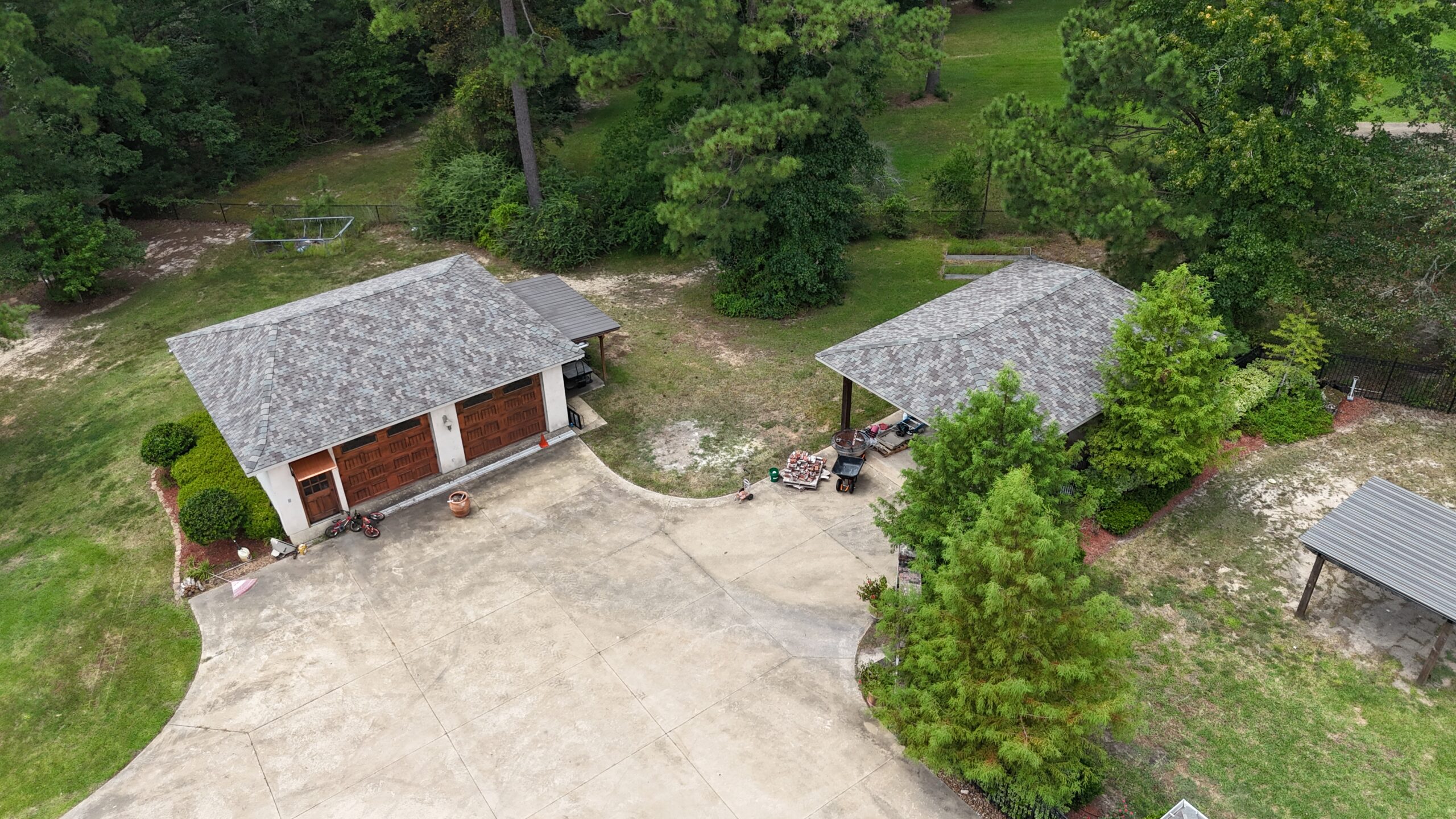 Detached garage roof installation completed by Monarch Texas Contracting near Dallas, TX.